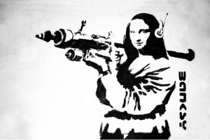 Mona Lisa With Bazooka by Banksy